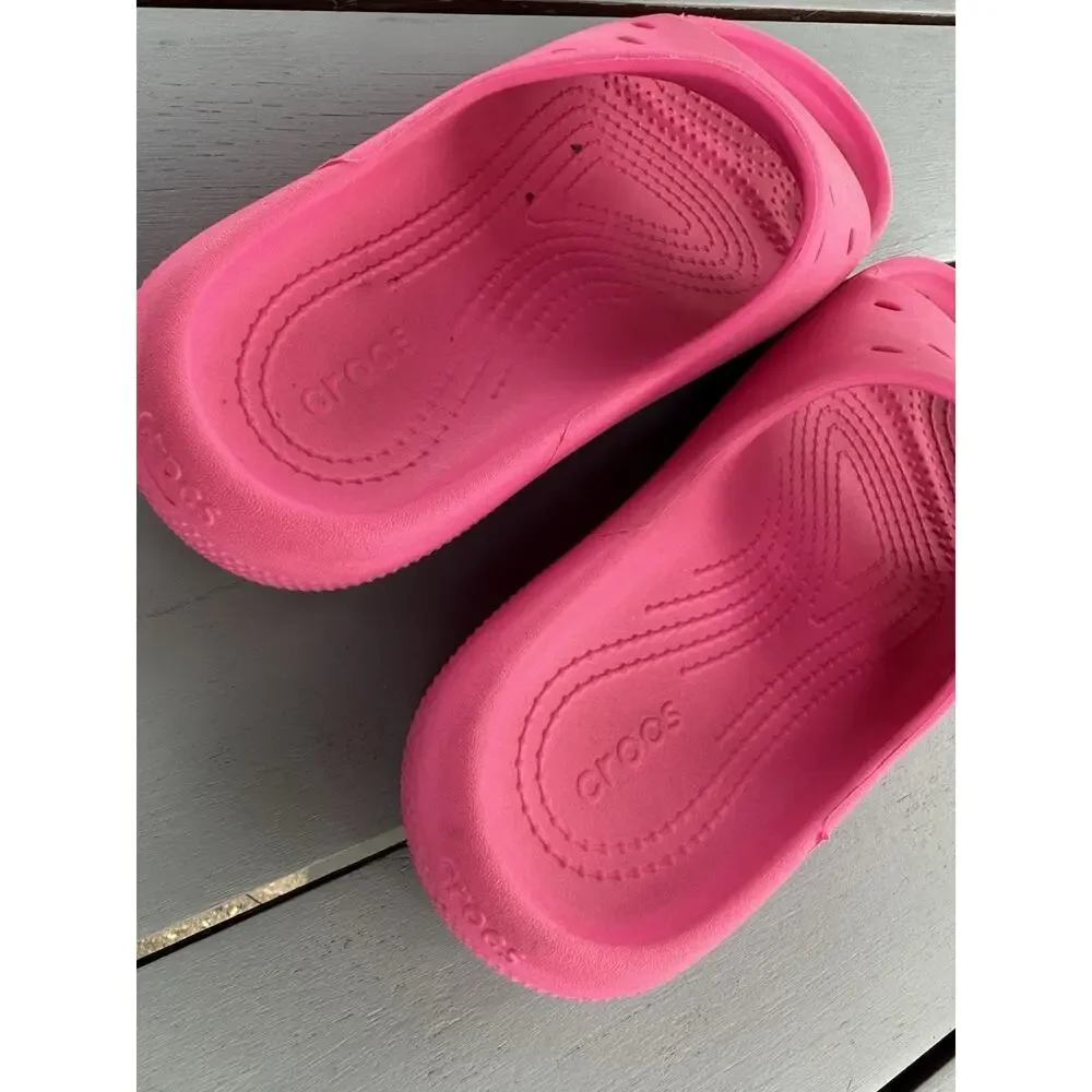 Crocs Classic Slides Pink Slip On Sandals Shoes Hot Pink Kids Youth Size J4